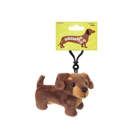 Plüss tacskó, kulcstartó 10 cm BARNA