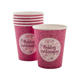 Szülinapi papír pohár 6 darabos - 250 ml, pink