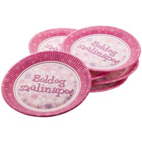 Szülinapi papírtányér 6 darabos - 23 cm, pink