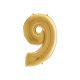 Héliumos fólia lufi, 9-es szám, 65 cm, arany