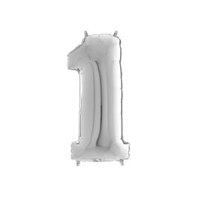 Héliumos fólia lufi, 1-es szám, 65 cm, ezüst