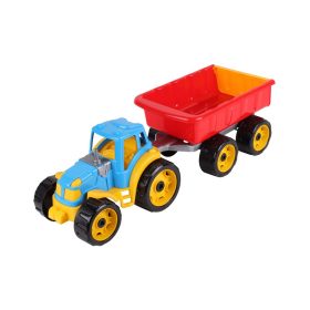 Műanyag traktor utánfutóval - 53 cm