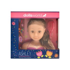 Fésülhető babafej sok kiegészítővel, barna Ashley