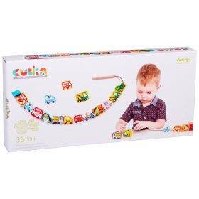 Autók fa gyöngyfűző készlet