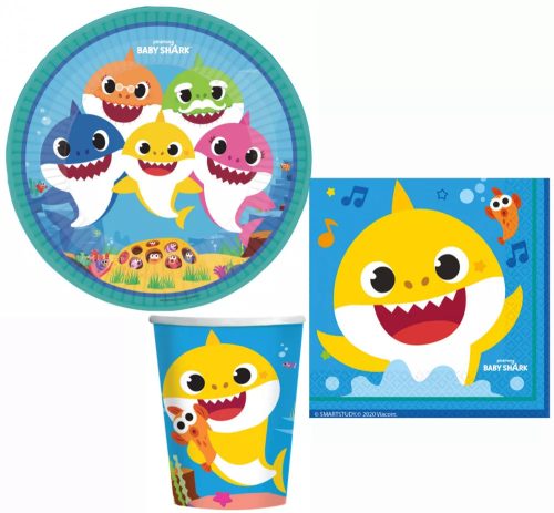 BABY SHARK PARTY SZETT 32 DB-OS 23 CM-ES TÁNYÉRRAL