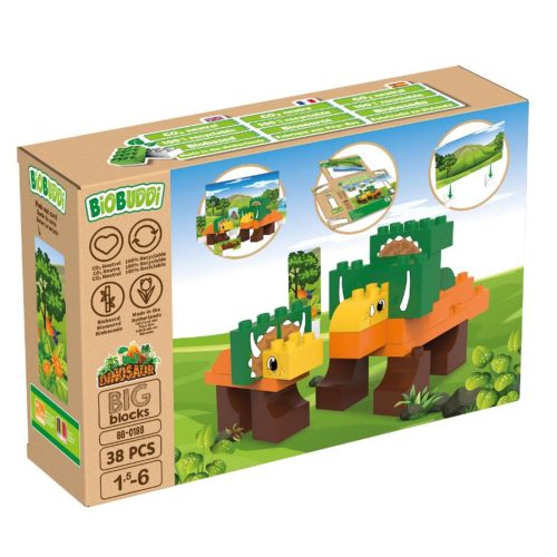 BiOBUDDi BB-0188 | bio építőjáték | Triceratops - 100% kompatibilis minden más kedvelt márkával