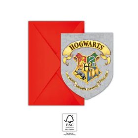   6db Születésnapi meghívó és boríték HARRY POTTER HOGWARTS HOUSES