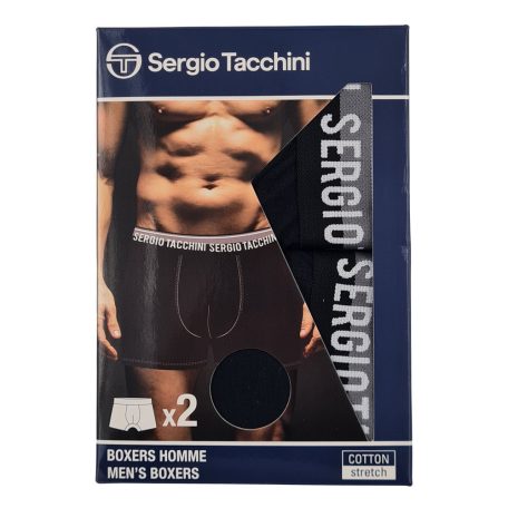 Sergio Tacchini férfi pamut boxeralsó - 2 db/csomag - fekete fehér felirattal - L