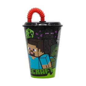Minecraft szívószálas pohár 430ML
