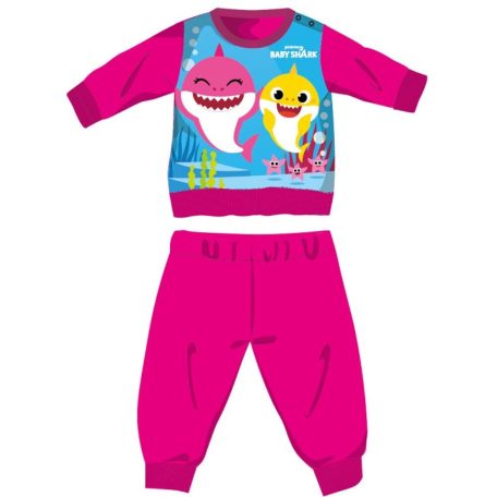 Baby Shark téli vastag baba pizsama - pamut flanel pizsama - pink - 80