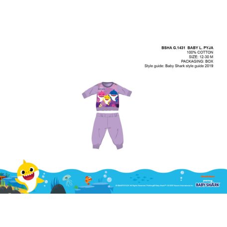 Baby Shark baba pizsama - jersey pamut pizsama - lila - 80