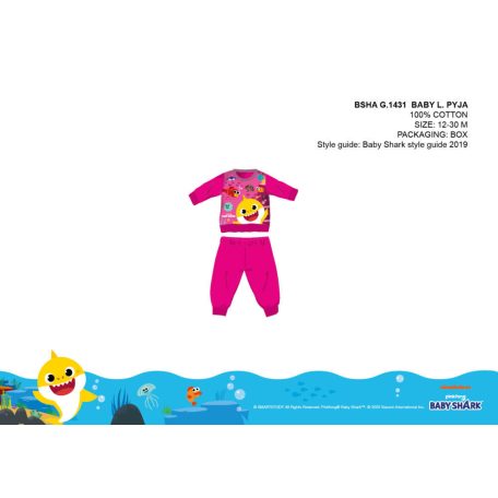 Baby Shark baba pizsama - jersey pamut pizsama - pink - 80