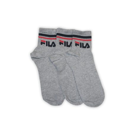 Fila unisex pamut zokni - rövid állású zokni - bordázott szár - 3 pár - szürke - 39-42