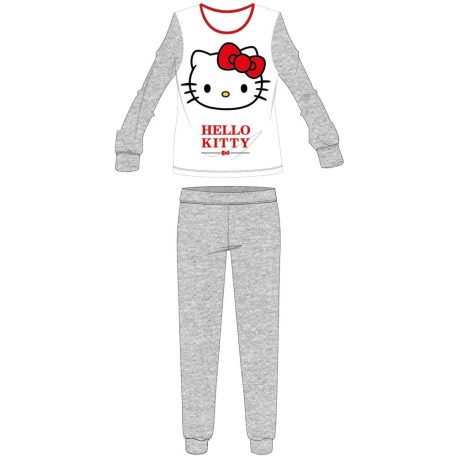 Hello Kitty női vékony pamut pizsama - jersey pizsama - világosszürke