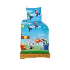   Super Mario 100% pamut ágyneműgarnitúra 140x200cm ágyneműhuzat + 70x90cm párnahuzat