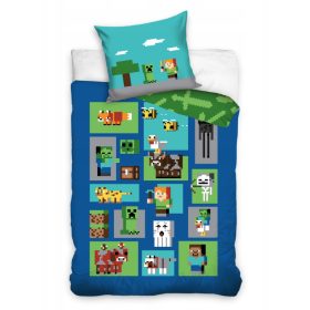   Minecraft 100% pamut ágyneműgarnitúra 160x200cm ágyneműhuzat + 70x80cm párnahuzat