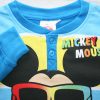 Hosszú vékony pamut gyerek pizsama - Mickey egér - Summer starts felirattal - Jersey - középkék - 98