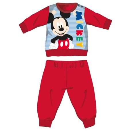 Disney Mickey egér téli vastag baba pizsama - pamut flanel pizsama - piros - 86