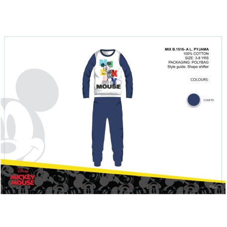 Disney Mickey egér gyerek jersey pizsama - pamut pizsama - sötétkék