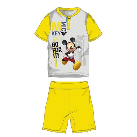 Disney Mickey egér nyári rövid ujjú gyerek pizsama - pamut jersey pizsama - sárga - 104