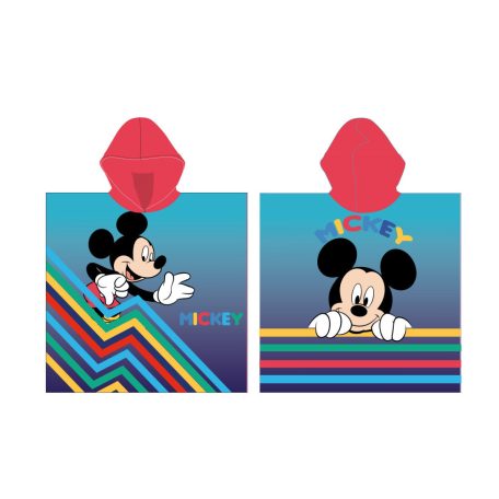 Disney Mickey egér gyerek poncsó - piros kapucnival - 55x110