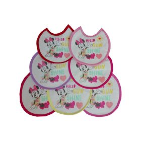   Minnie egér baba előke 7 darab/csomag - pamut előke - világosrózsaszín-rózsaszín-sötétrózsaszín-pink-piros-lila-sár<wbr> ga