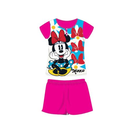 Nyári rövid ujjú gyerek pamut pizsama - Disney Minnie egér - pink - 128