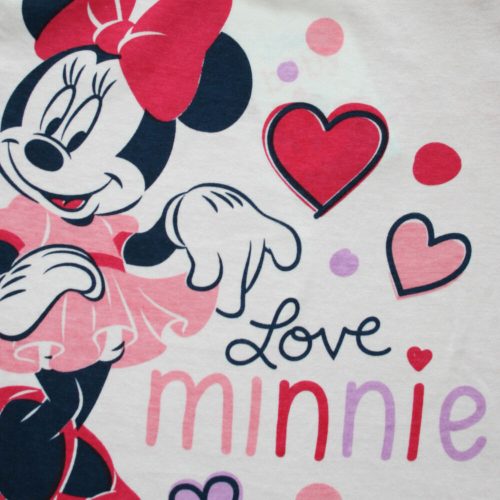 Hosszú vékony pamut baba pizsama - szivecskés Minnie egér - Jersey