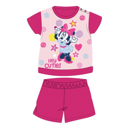 Nyári rövid ujjú pamut baba pizsama - Disney Minnie egér - csillagos - pink - 86