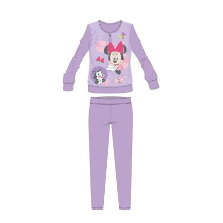 Disney Minnie egér téli pamut gyerek pizsama - interlock pizsama - pillangó mintával - világoslila - 104