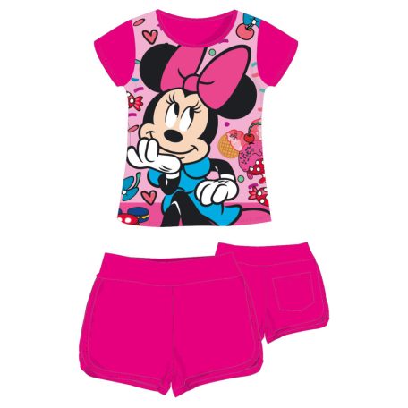 Disney Minnie egér pamut nyári együttes - póló-rövidnadrág szett - pink - 122