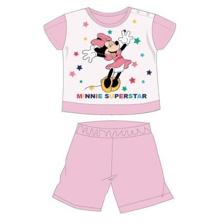 Disney Minnie egér nyári rövid ujjú baba pizsama - pamut jersey pizsama - Minnie Superstar felirattal - világosrózsaszín - 86