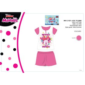   Disney Minnie egér nyári rövid ujjú gyerek pizsama - pamut pizsama - rózsaszín