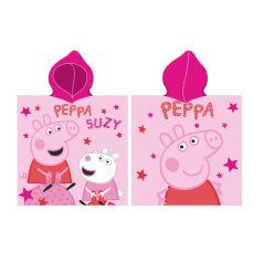 Peppa Pig 100% pamut poncsó - 55x110 cm - rózsaszín