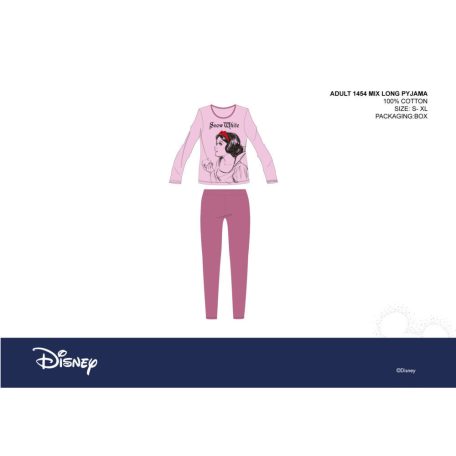 Disney Hófehérke női jersey pizsama - pamut pizsama - világosrózsaszín-lila - XS