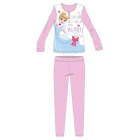   Disney Hercegnők hosszú vékony gyerek pizsama - pamut jersey pizsama - világosrózsaszín