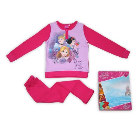 Téli pamut gyerek pizsama - Disney Hercegnők - pink - 104