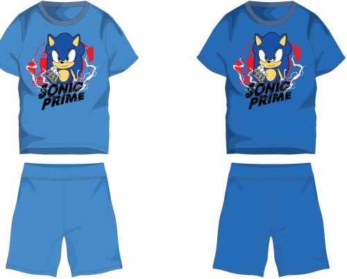 Sonic pamut nyári együttes - póló-rövidnadrág szett - középkék - 110