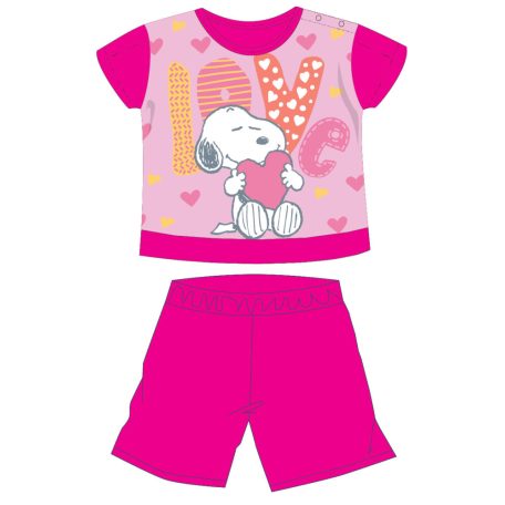 Snoopy rövid ujjú nyári pamut baba pizsama - pink - 98