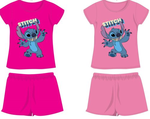 Disney Stitch pamut nyári együttes - póló-rövidnadrág szett - rózsaszín - 128