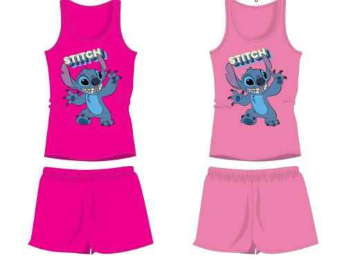 Disney Stitch pamut nyári együttes - trikó-rövidnadrág szett - rózsaszín - 122
