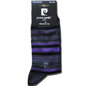   Férfi mercerizált öltönyzokni - pamut bokazokni - 41-45 - csíkos - Pierre Cardin