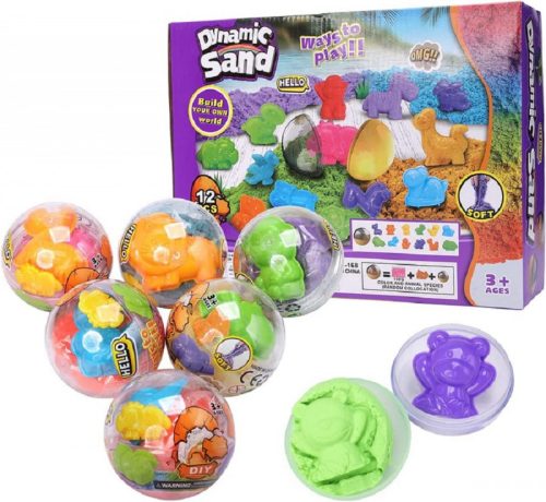 Homokgyurma állatos sablonnal gömbben 100 g - zöld homok