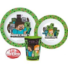   Minecraft étkészlet, mikrózható műanyag szett, pohárral 260 ml