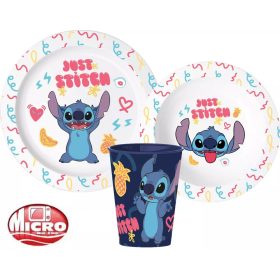   Disney Lilo és Stitch Palms étkészlet, mikrózható műanyag szett, pohárral 260 ml