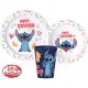 Disney Lilo és Stitch Palms étkészlet, mikrózható műanyag szett, pohárral 260 ml