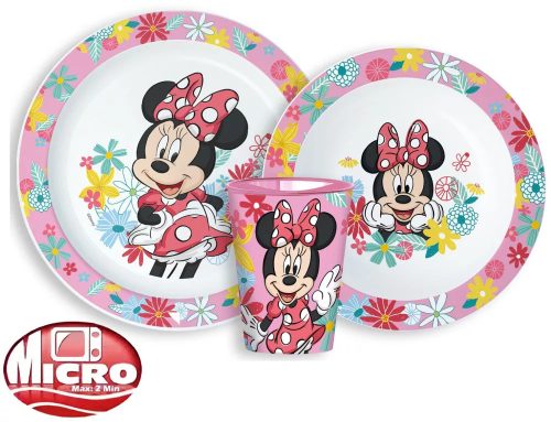 Disney Minnie Spring étkészlet, mikrózható műanyag szett, pohárral 260 ml