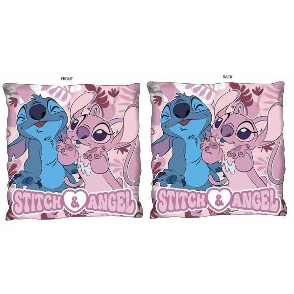 Disney Stitch és Angel párna, díszpárna - kétoldali mintával - 40 x 40 cm