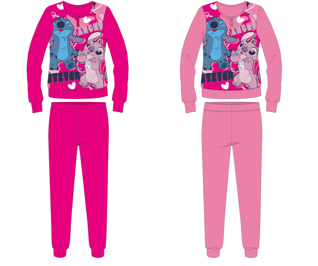Disney Stitch pamut flanel gyerek pizsama - pink - 98