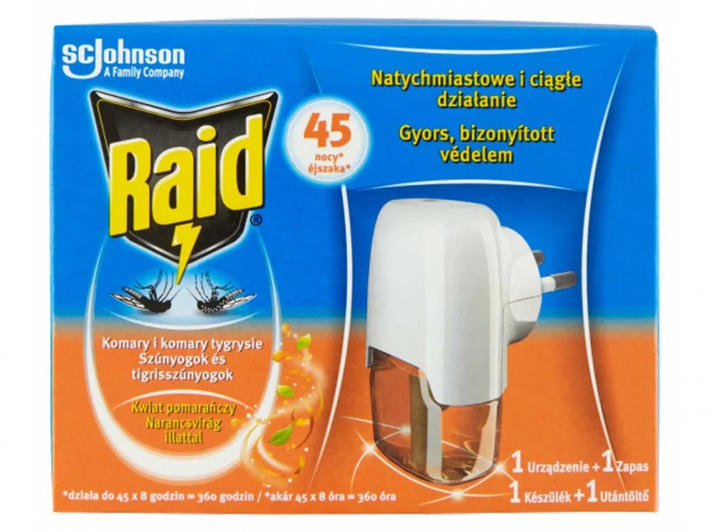 Raid elektromos szúnyogirtó KÉSZ + UTT 45éjszaka - Narancsvirág illattal